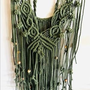Handmade macrame wall hanging with beads